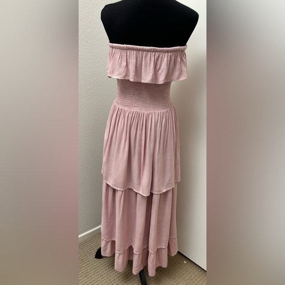 Jen’s Pirate Booty pink tiered strapless halter smocked ruffle Annabella dress - Picture 4 of 17